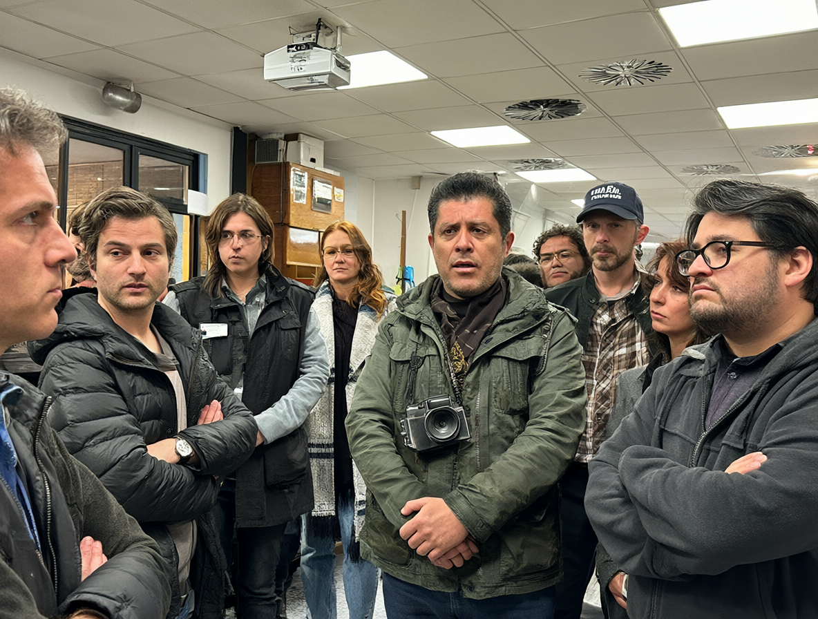 Grupo discutiendo y colaborando en un entorno abierto.