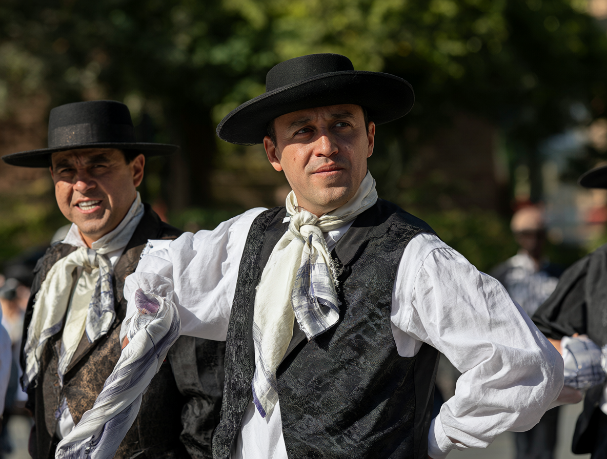 Bailarín realizando pasos tradicionales de la cueca chilena