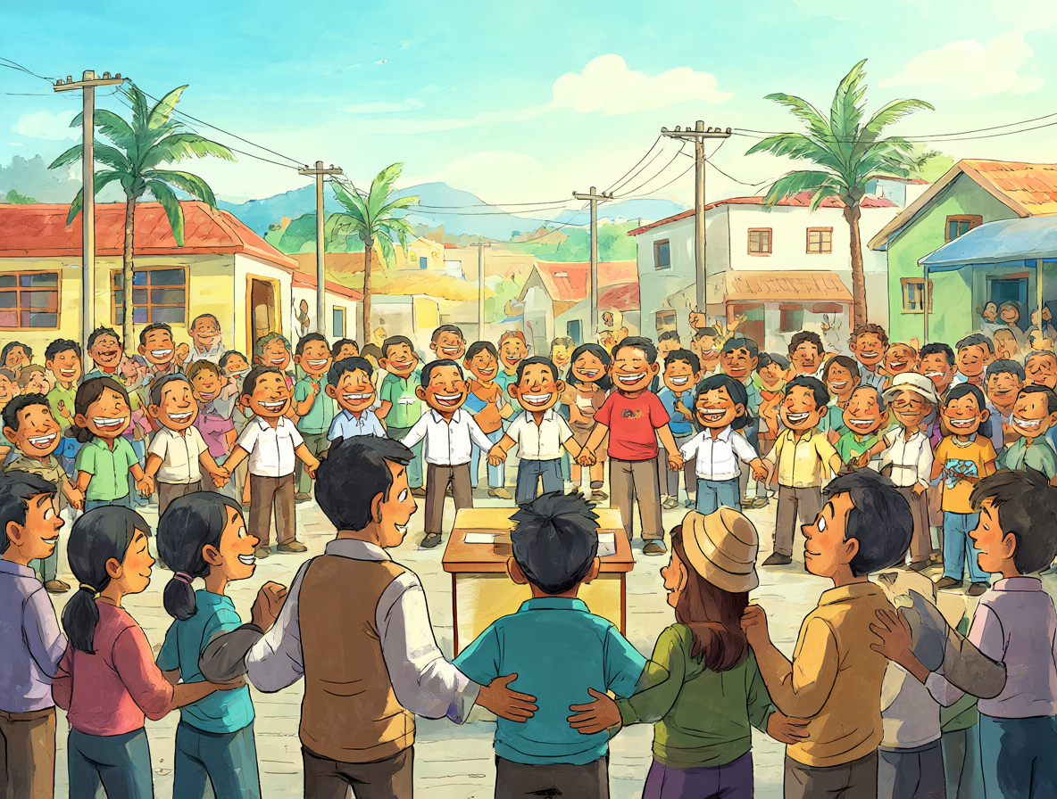 Vilcún residents gathering together in solidarity with Bernardo Mora Lara.