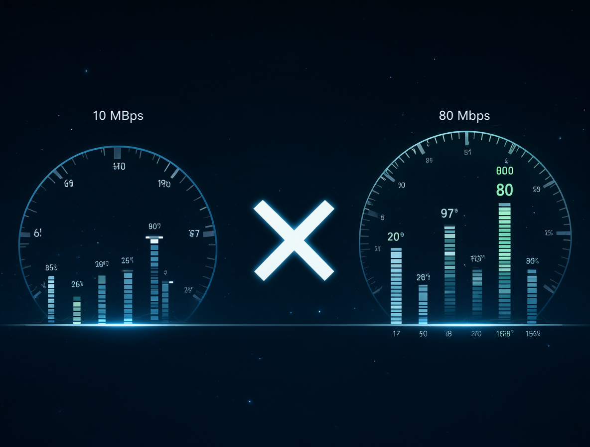 Imagen mostrando el cálculo inverso donde 10 MBps se multiplica por 8 para llegar a 80 Mbps.