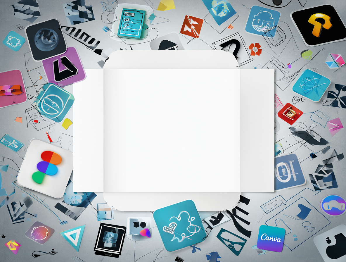 Un entorno de trabajo de diseño gráfico con las aplicaciones esenciales para crear iconos vectoriales.