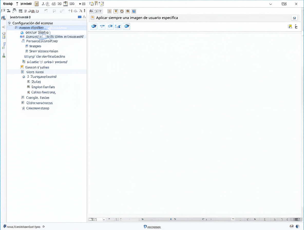 Pantalla del editor de directivas mostrando la configuración de cuentas de usuario con una política aplicada.