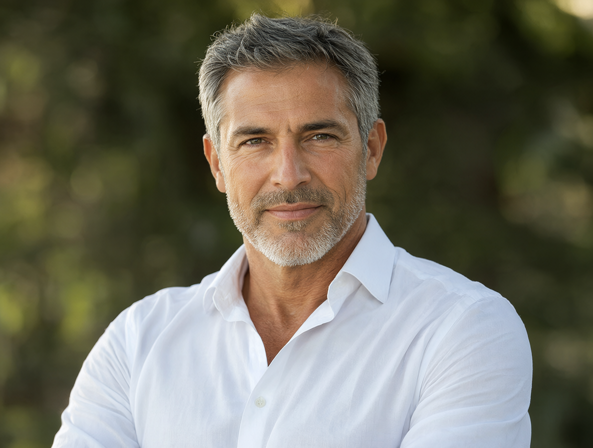 Retrato de un hombre atractivo y soltero de 54 años