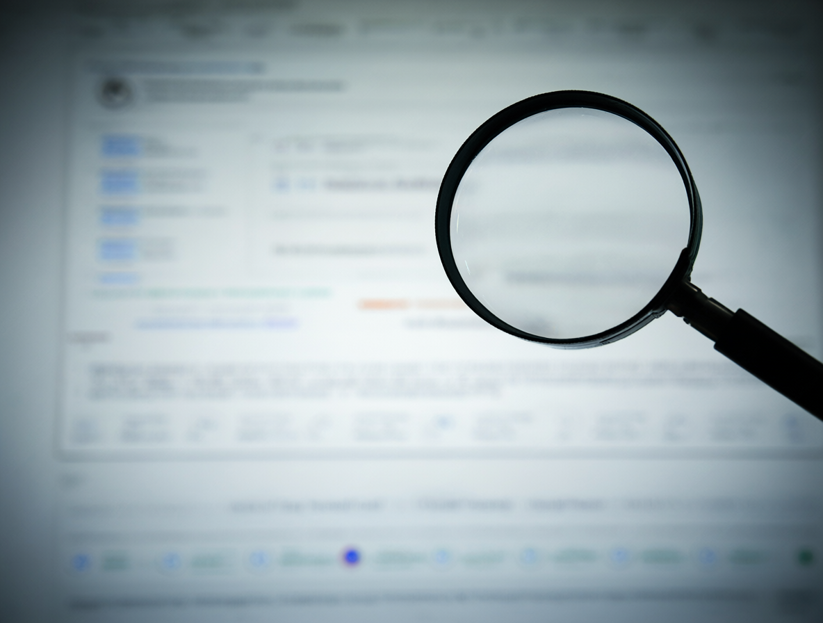 Blurred chat window with magnifying glass emphasizing missing history