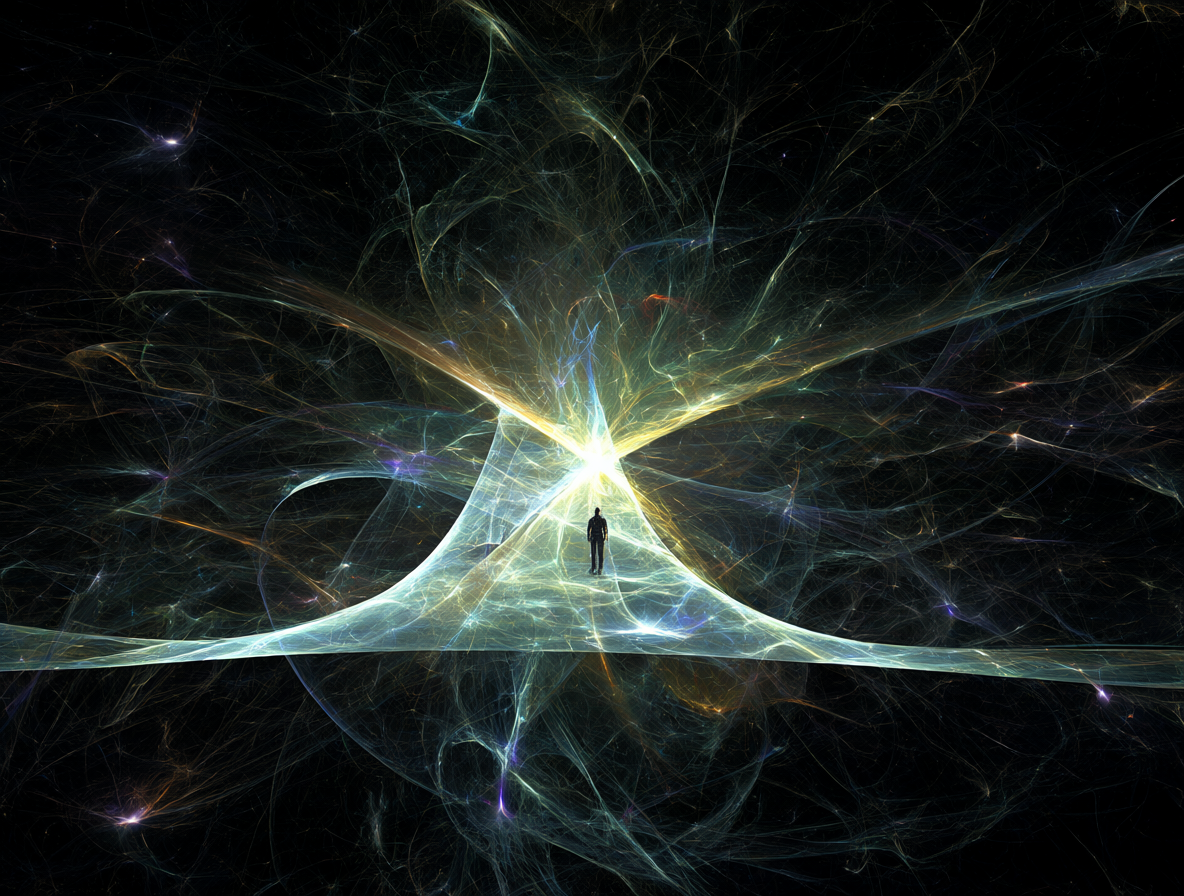 Una representación abstracta de un universo conectado y observacional.