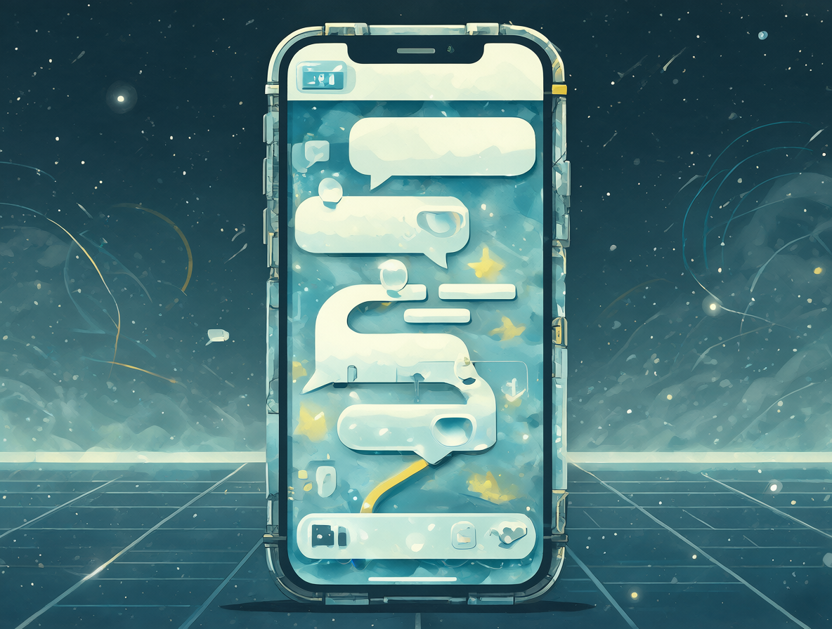 Ilustración de una interfaz futurista mostrando un hilo de chat y burbujas de diálogo sobre feedback de inteligencia artificial.