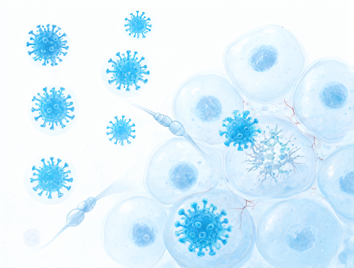 Ilustración científica de virus del sarampión y vacunas