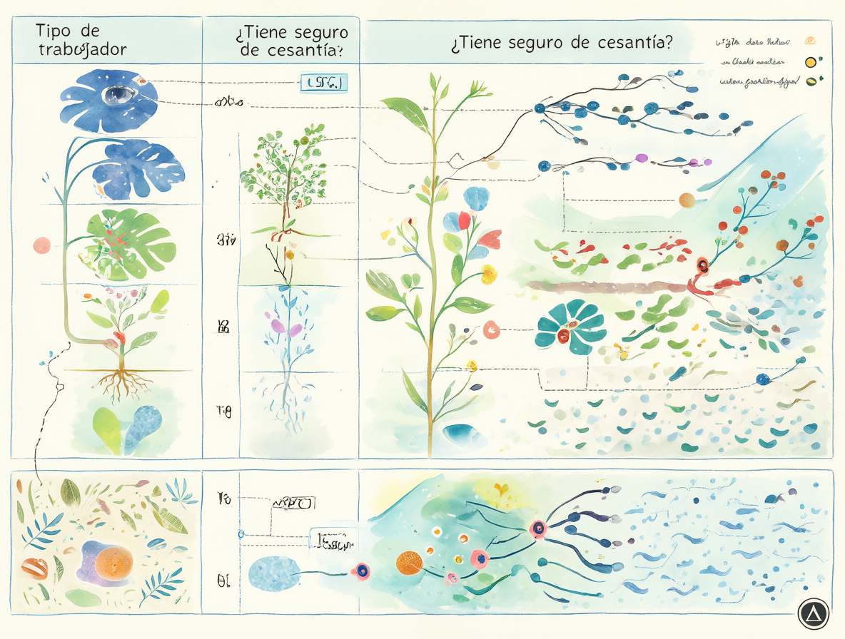 Gráfico simple mostrando quiénes tienen y quiénes no tienen seguro de cesantía.