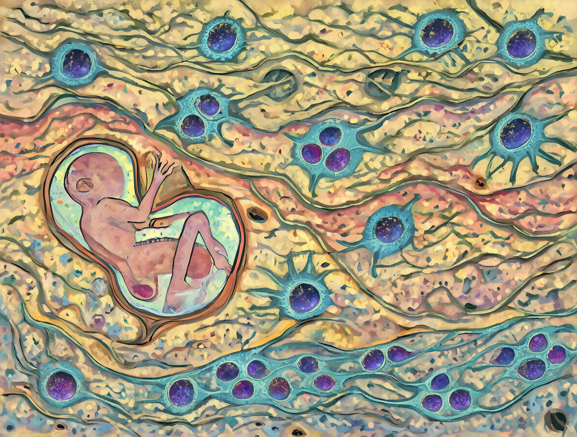 Diagram of fetal-maternal cell exchange representing natural microchimerism