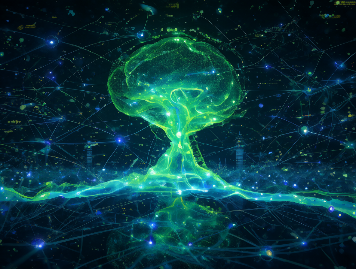 Interfaz futurista de una Superinteligencia que visualiza una red masiva de datos de usuarios, recolectando patrones para ingeniar vulnerabilidades cognitivas.