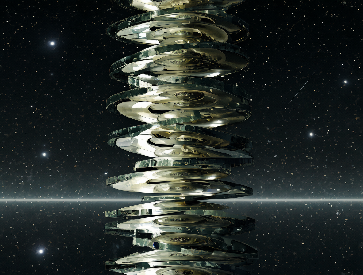 Torre estilizada de miles de millones de discos duros