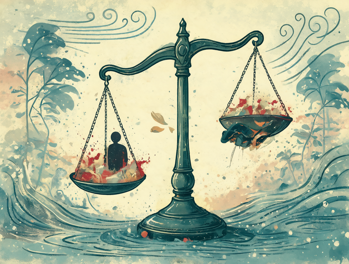 Ilustración conceptual mostrando el equilibrio necesario entre combatir el estigma del peso y mantener una perspectiva médica realista.