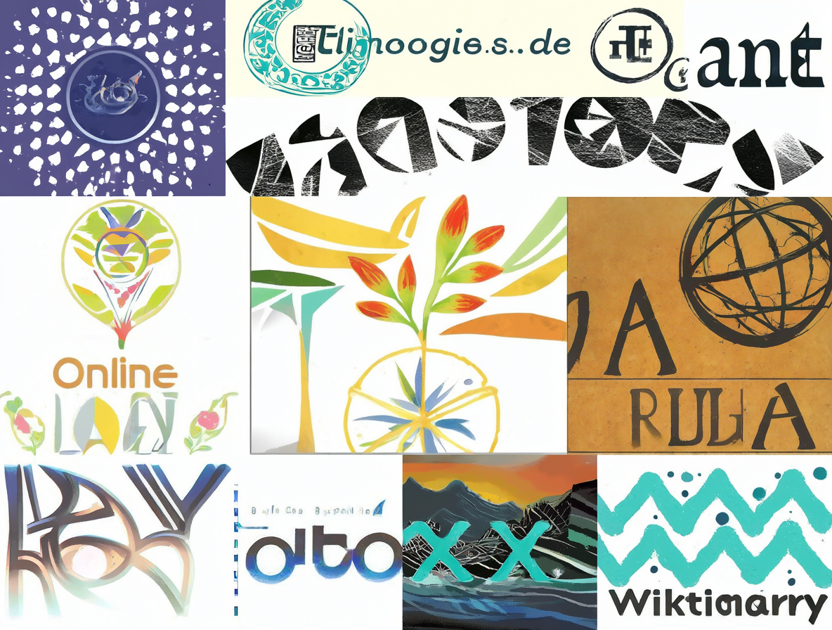 Collage of five website icons for etymology research tools