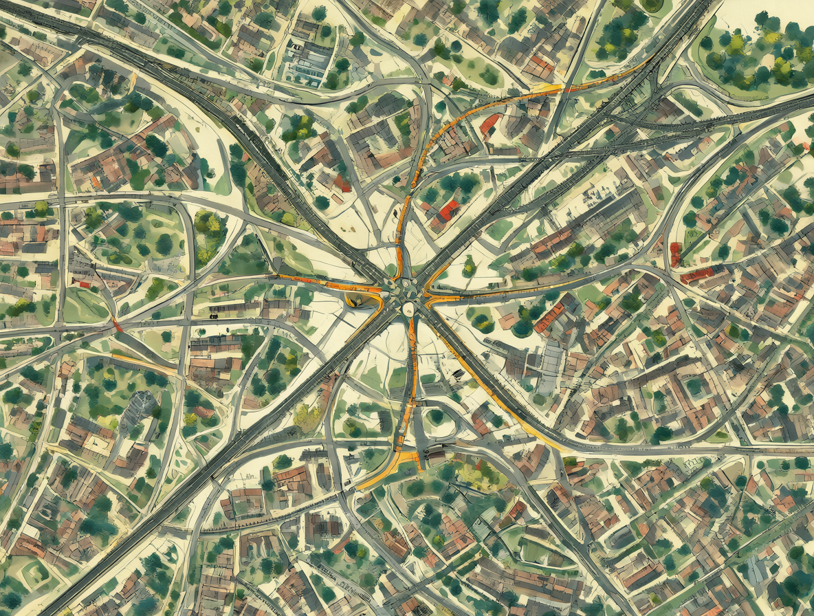 Prague tram system intersections
