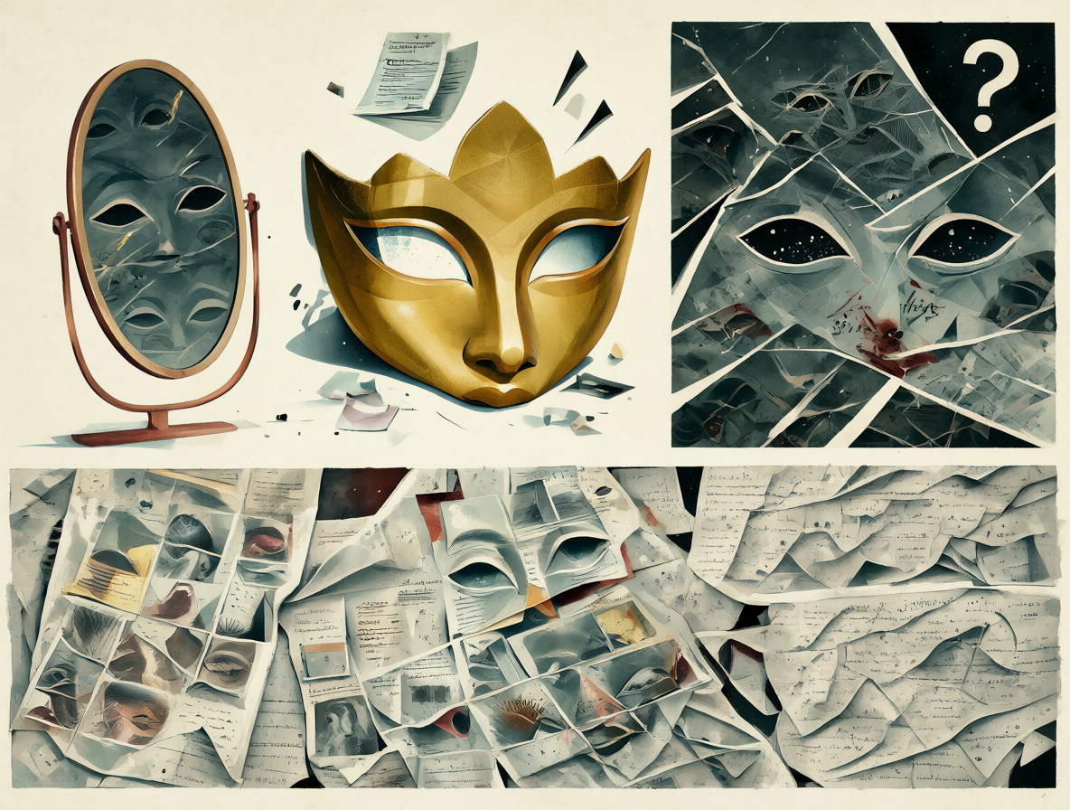 Collage mostrando señales de alerta psicológicas como el encanto superficial y la ausencia de remordimiento.