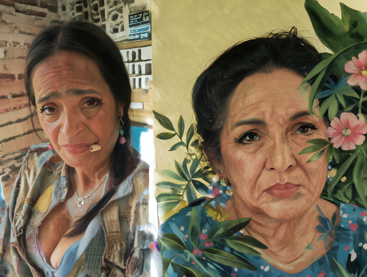Jeannette Jara junto a la imagen de su madre.