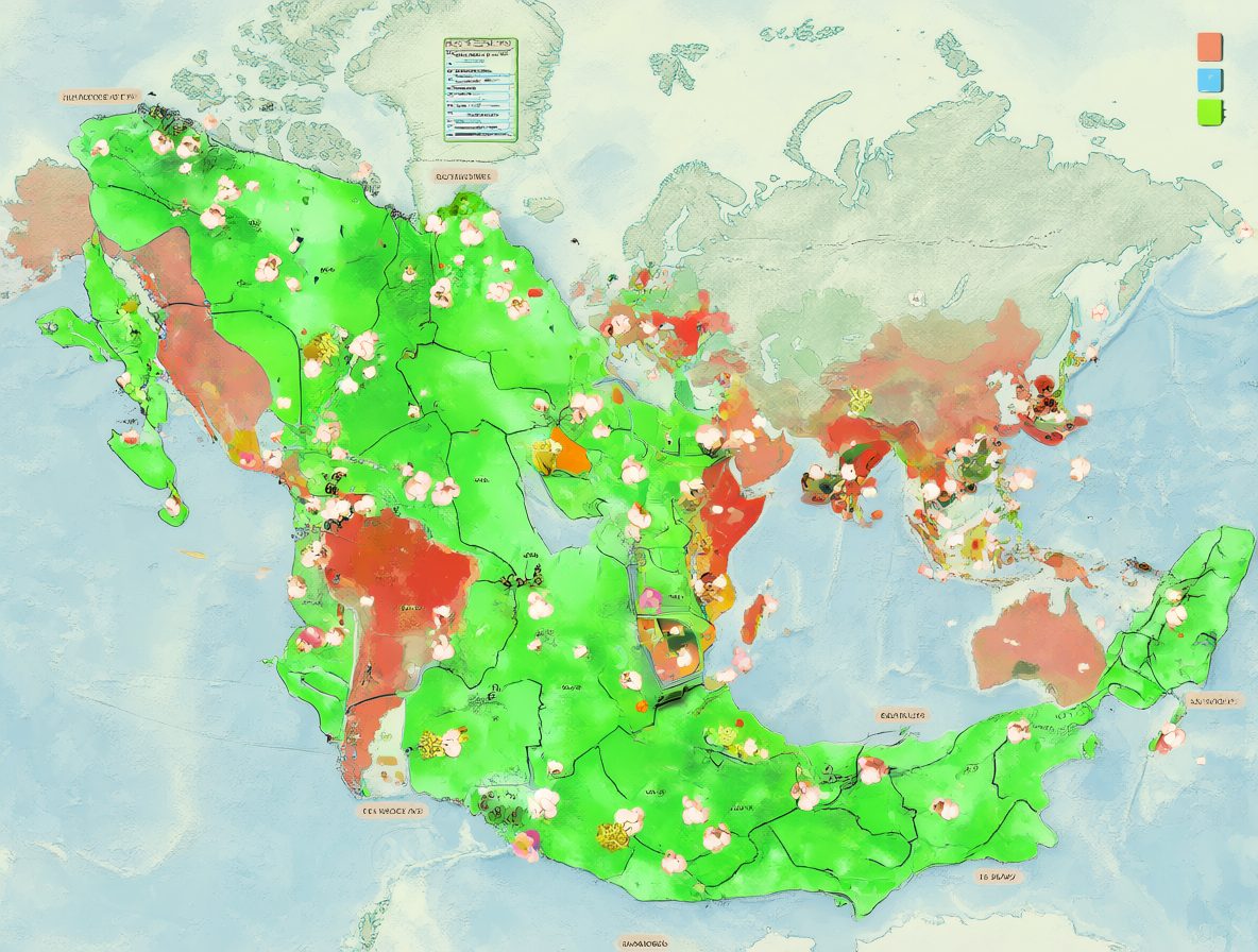 Mapa interactivo mostrando la distribución geográfica de los nombres para el popcorn en diferentes países de habla hispana.