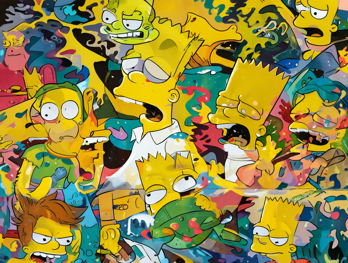 Collage de personajes de Los Simpson mostrando reacciones emocionales exageradas