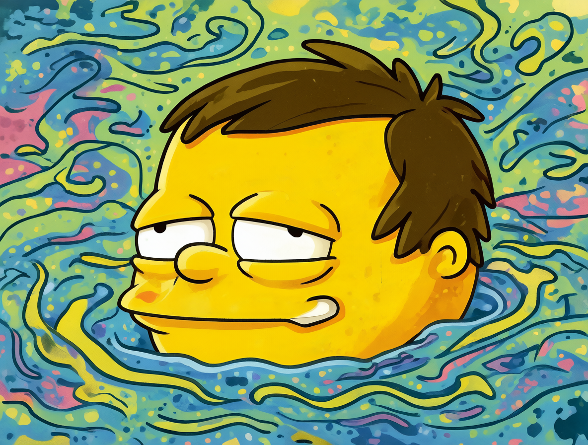 Ilustración de un personaje de Los Simpson mostrando una reacción absurda