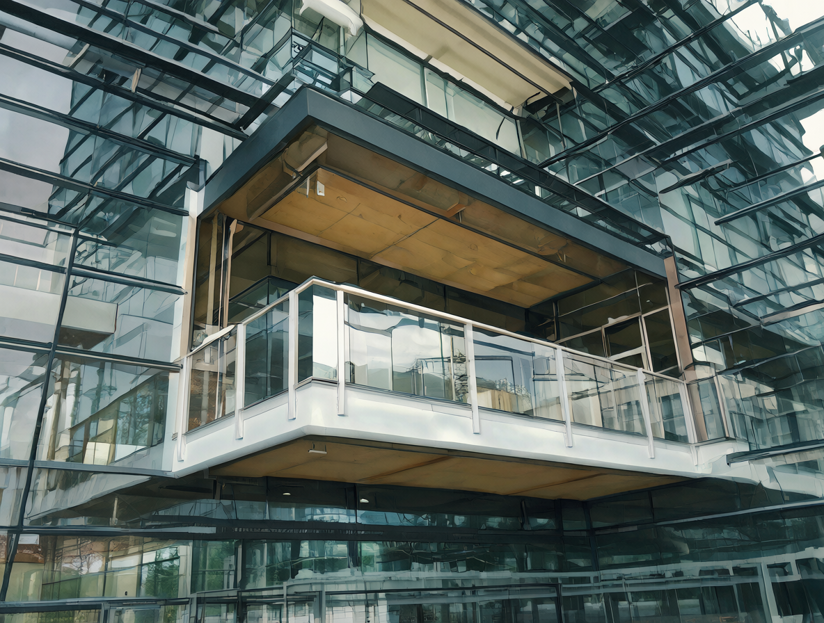 Diagram of an office building featuring a suspended mezzanine floor