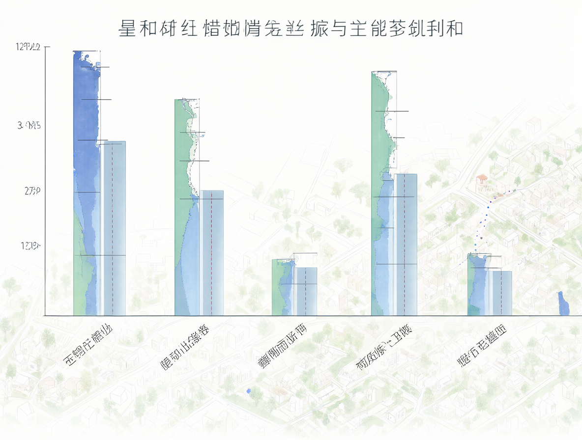 Gráfico de barras con contornos arquitectónicos sutiles
