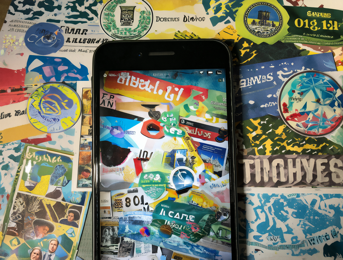 Collage de titulares de noticias y logotipos institucionales rodeando una pantalla de un teléfono inteligente con la interfaz de YouTube.