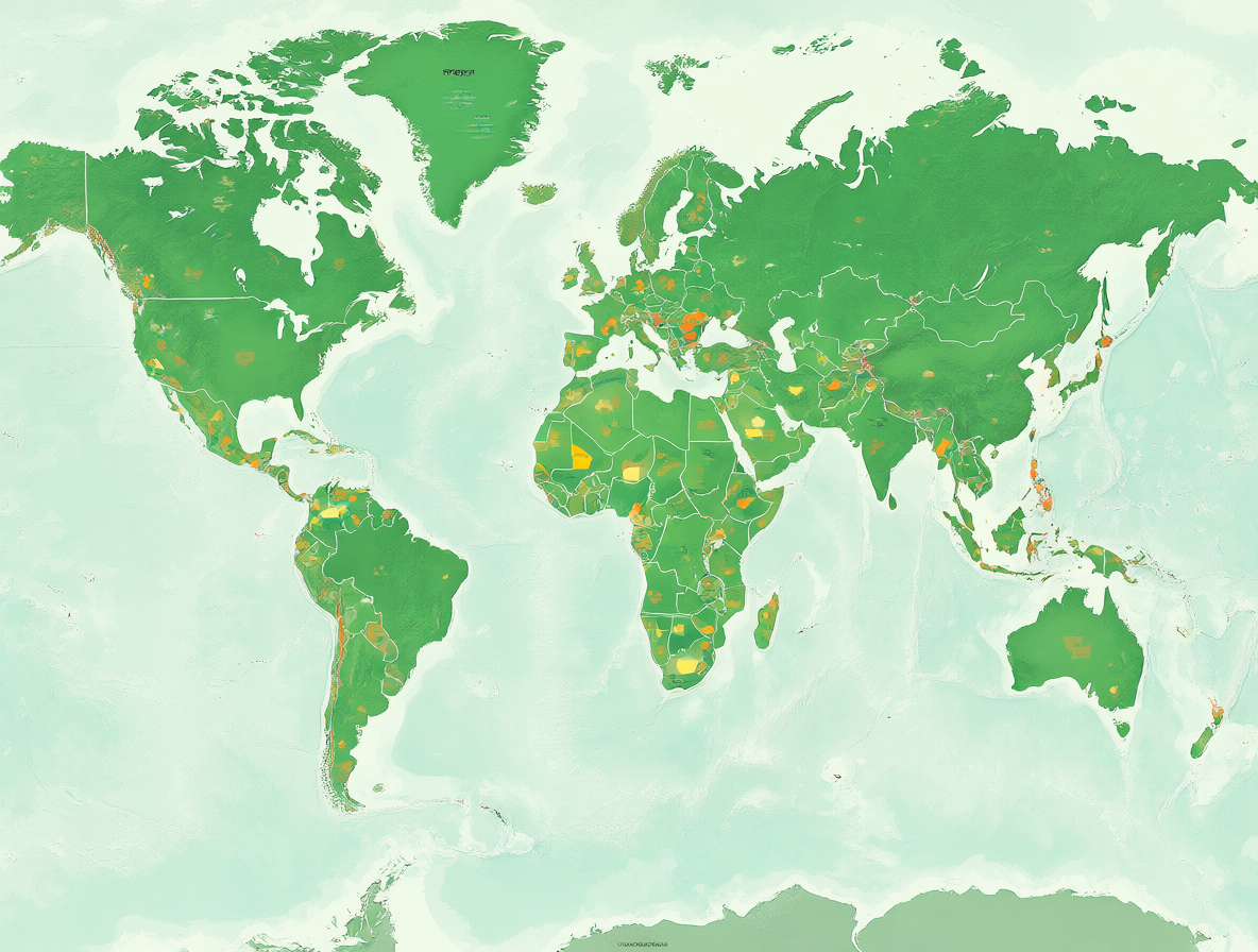 Un mapa político mundial detallado que resalta los países miembros de la ONU en color verde, contrastando con territorios observadores o no miembros como Kosovo y Taiwán.