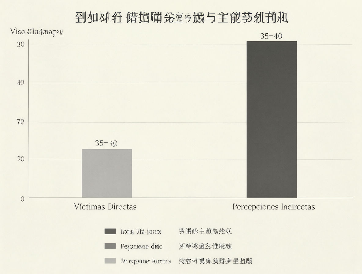 Infografía minimalista mostrando una gráfica dividida que representa las estadísticas de victimización versus percepción en el análisis de Reddit.
