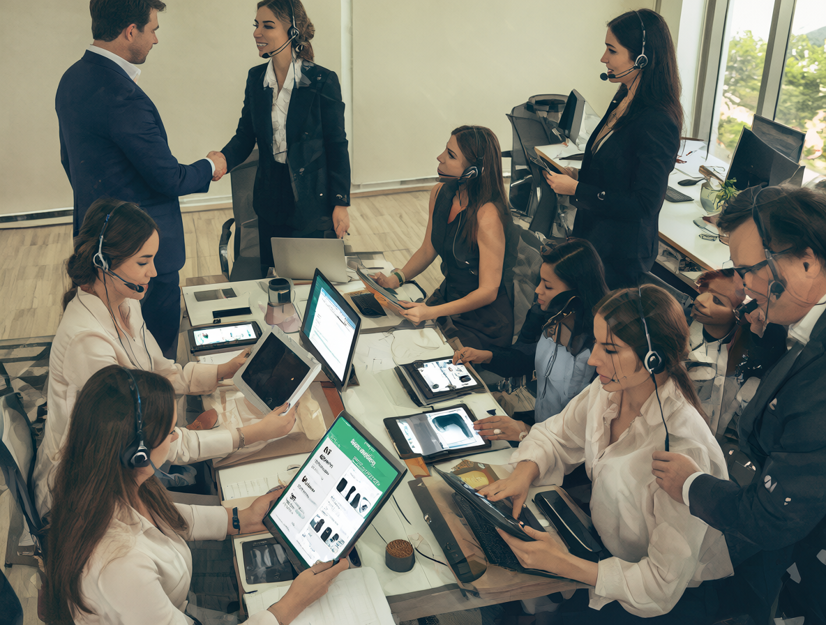 Ingenieros de software y reclutadores en un entorno de negociación profesional.
