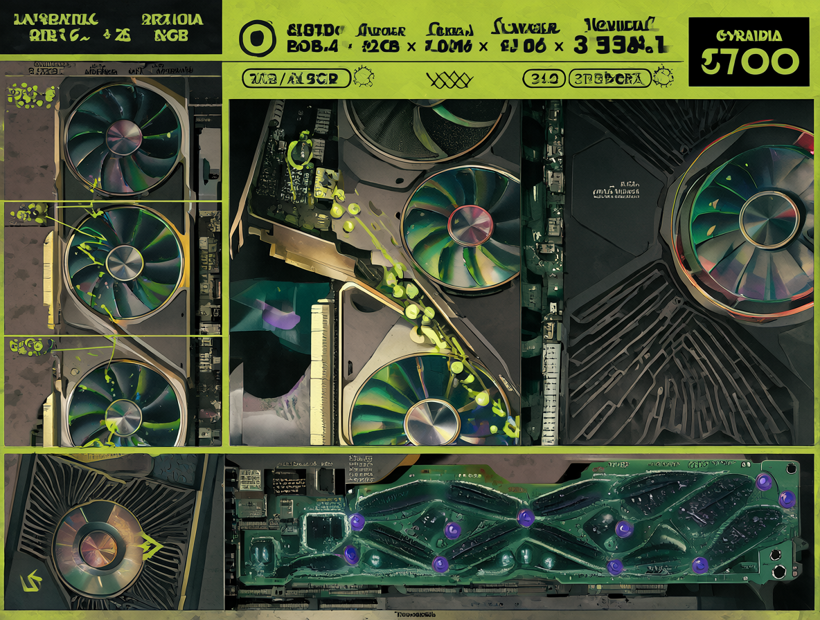 Diagrama comparativo mostrando las especificaciones técnicas de la NVIDIA GeForce RTX 3060 frente a la RTX 5090, incluyendo VRAM, núcleos CUDA y rendimiento térmico.