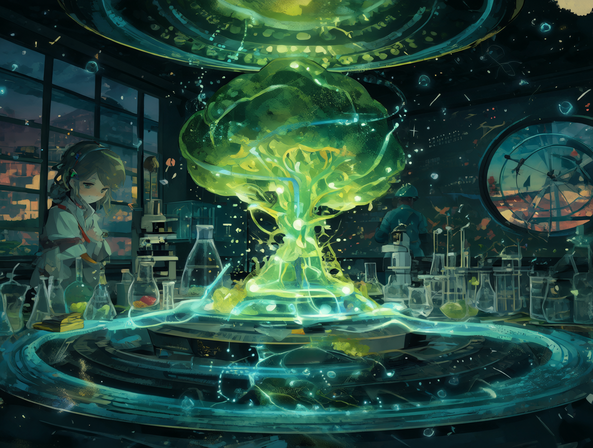 Futuristic lab scene showing practical uses of blockchain technology