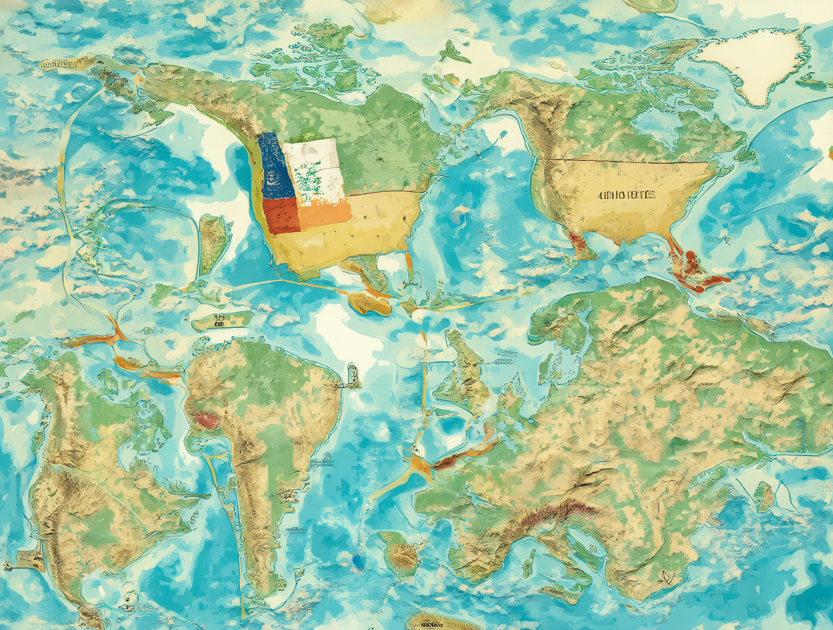 Mapa conceptual educativo comparativo de regiones globales.