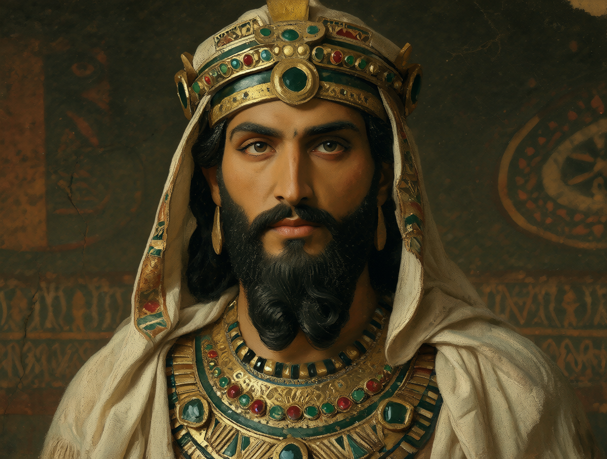 Retrato histórico de Moisés con vestimenta egipcia antigua