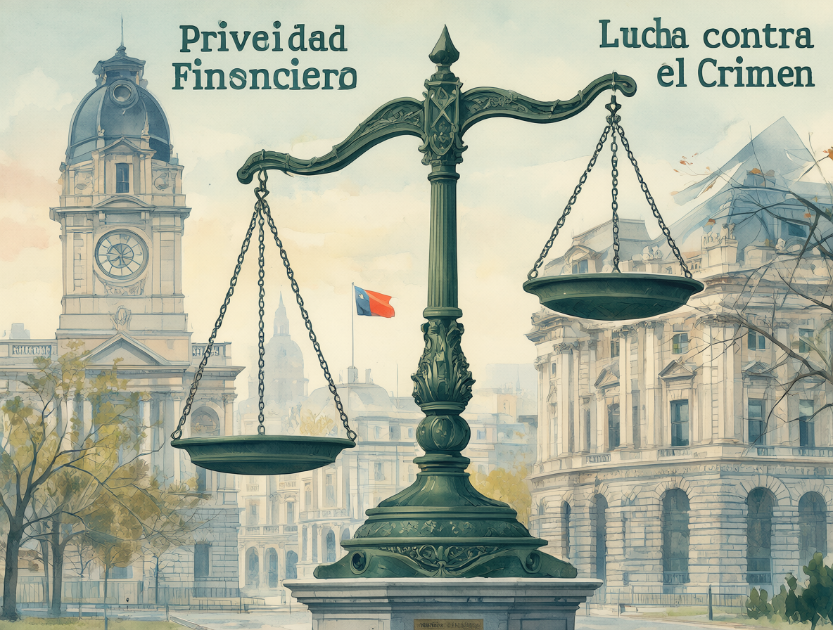 Gráfico conceptual sobre secreto bancario y transparencia financiera con contexto chileno.