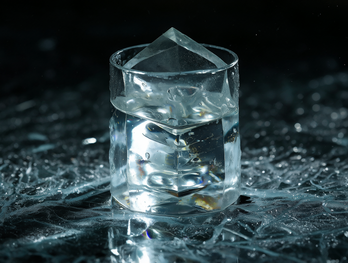 Cristal con agua líquida subenfriada bajo cero