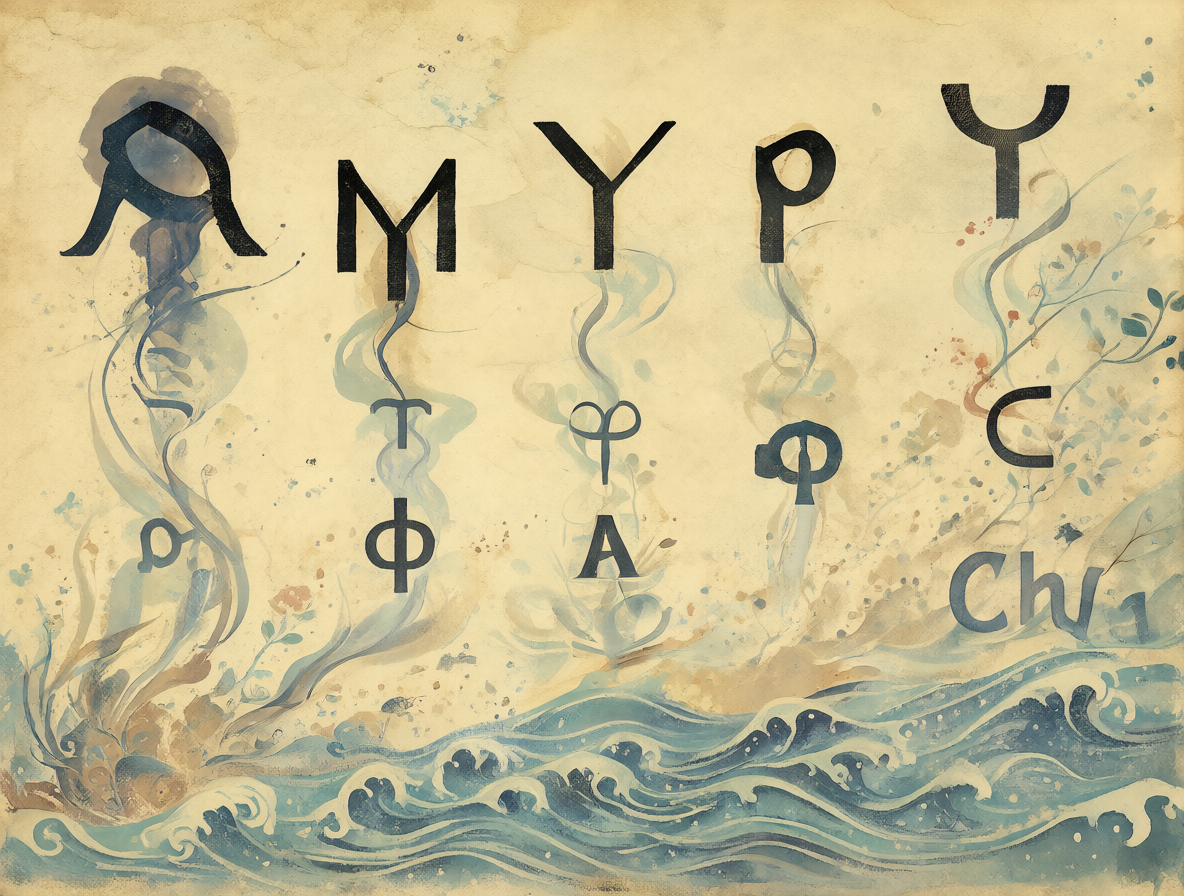 Infografía histórica mostrando la evolución de las letras griegas antiguas como Digamma, San y Qoppa, que desaparecieron o cambiaron de valor en el tiempo.