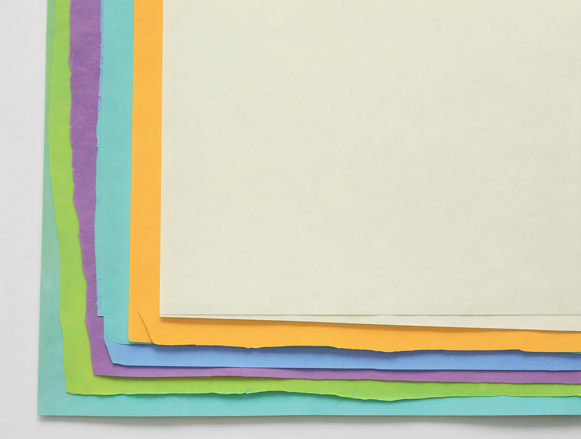 Flat lay photo of various standard poster paper sizes commonly used in Chile.