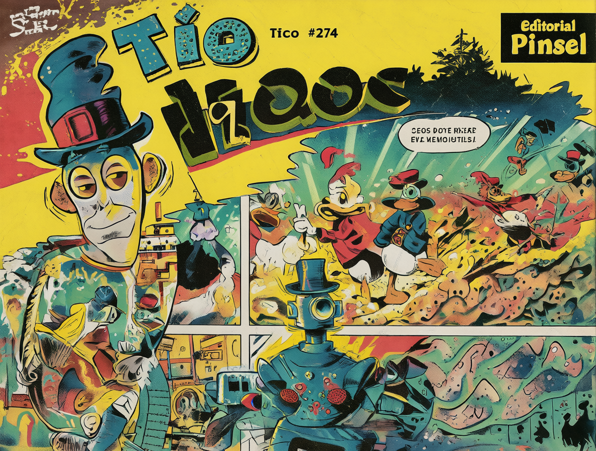 Vista de una página interna del cómic que muestra el título, el número de edición y a ambos personajes en un mismo panel.