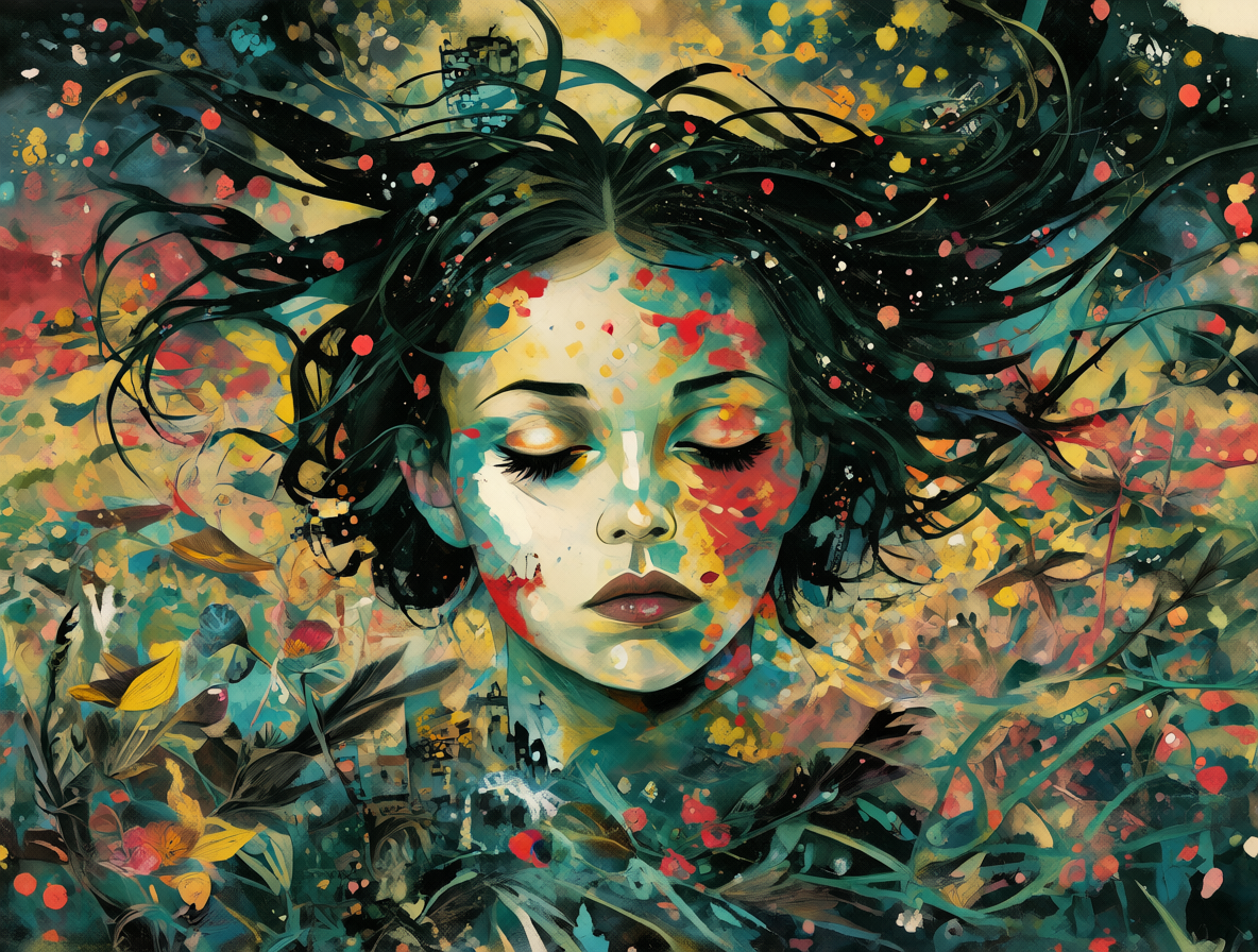 Contraste visual entre la estética orgánica de Björk y su versión electrónica distorsionada del álbum Telegram.