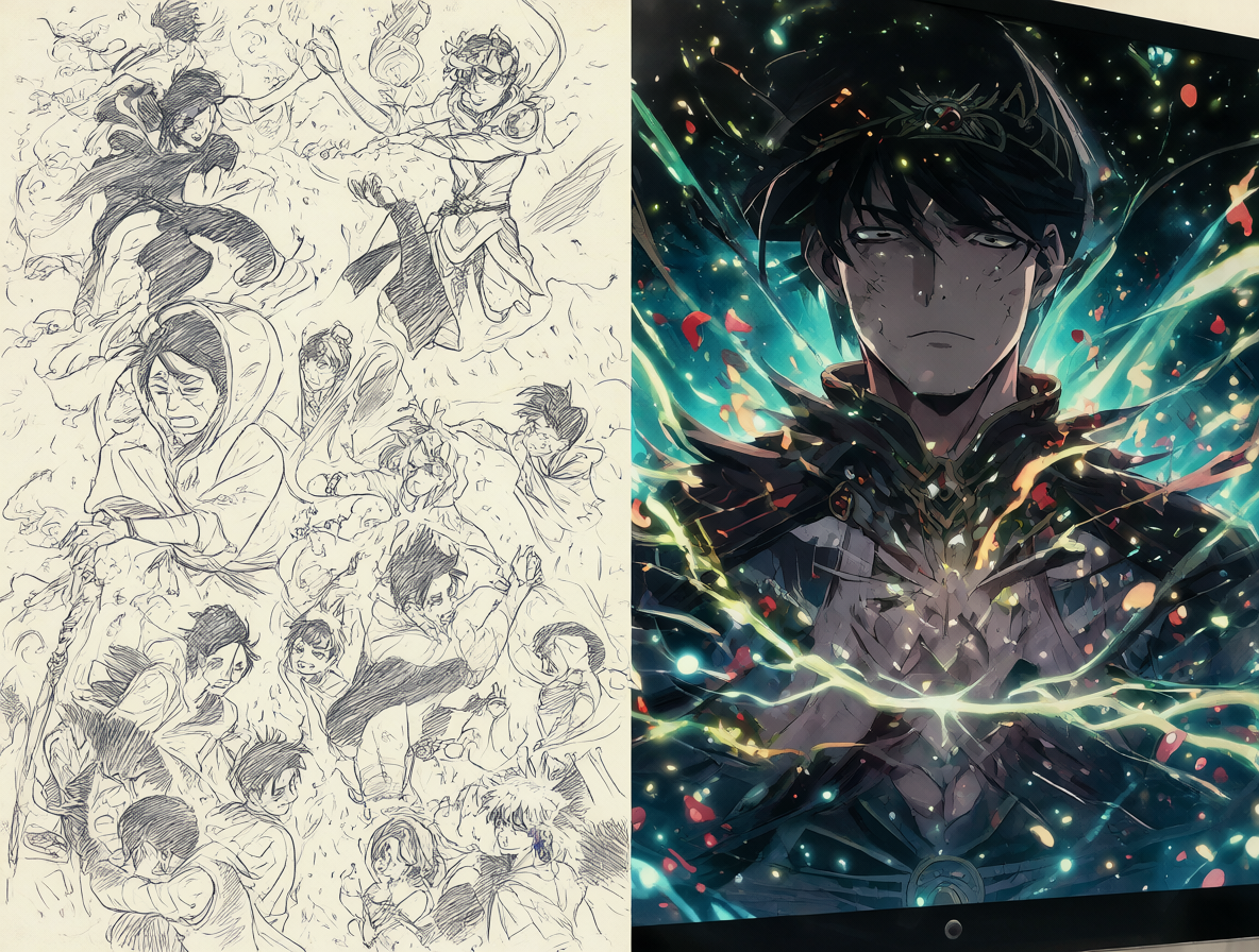 Comparativa visual entre arte de cómic y anime para ilustrar la diferencia en derechos de autor
