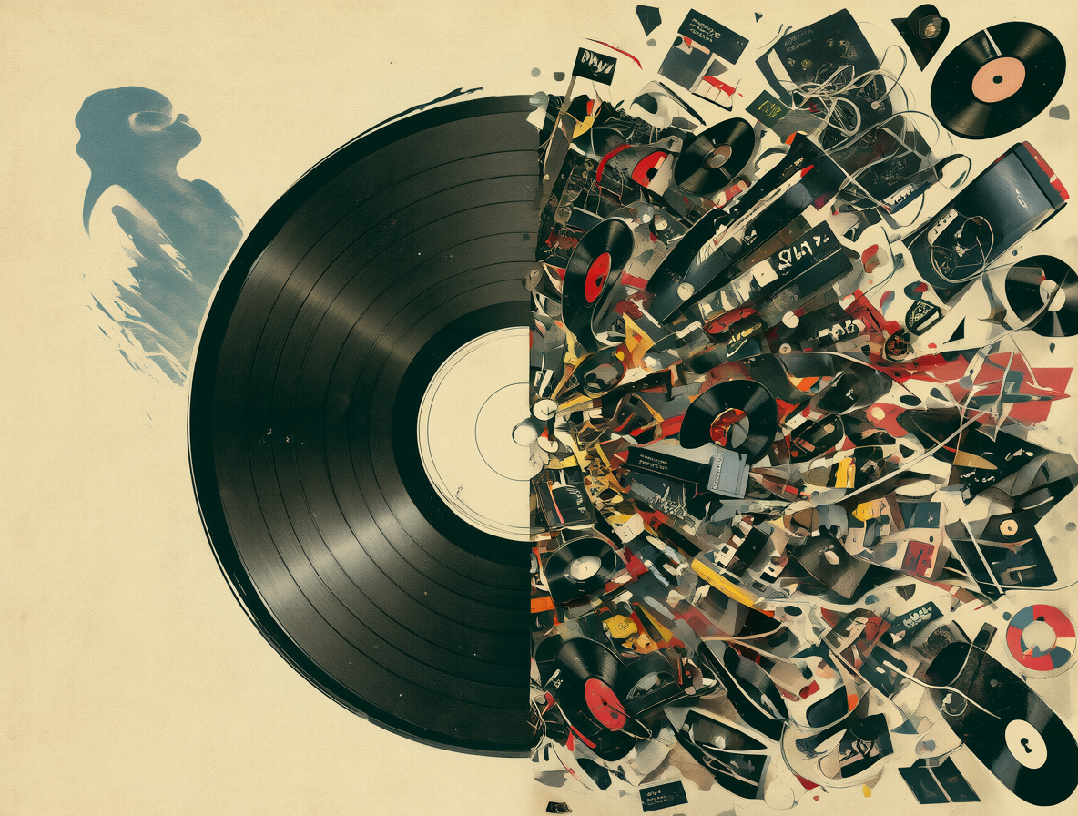 Vinilo dividido mostrando la diferencia entre un álbum original limpio y uno contaminado con bonus tracks