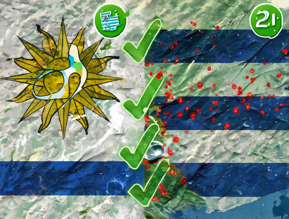 Uruguay en 2020 con tasas bajas y fronteras cerradas, contrastando con las altas tasas de infección en 2021 cerca de la frontera brasileña.