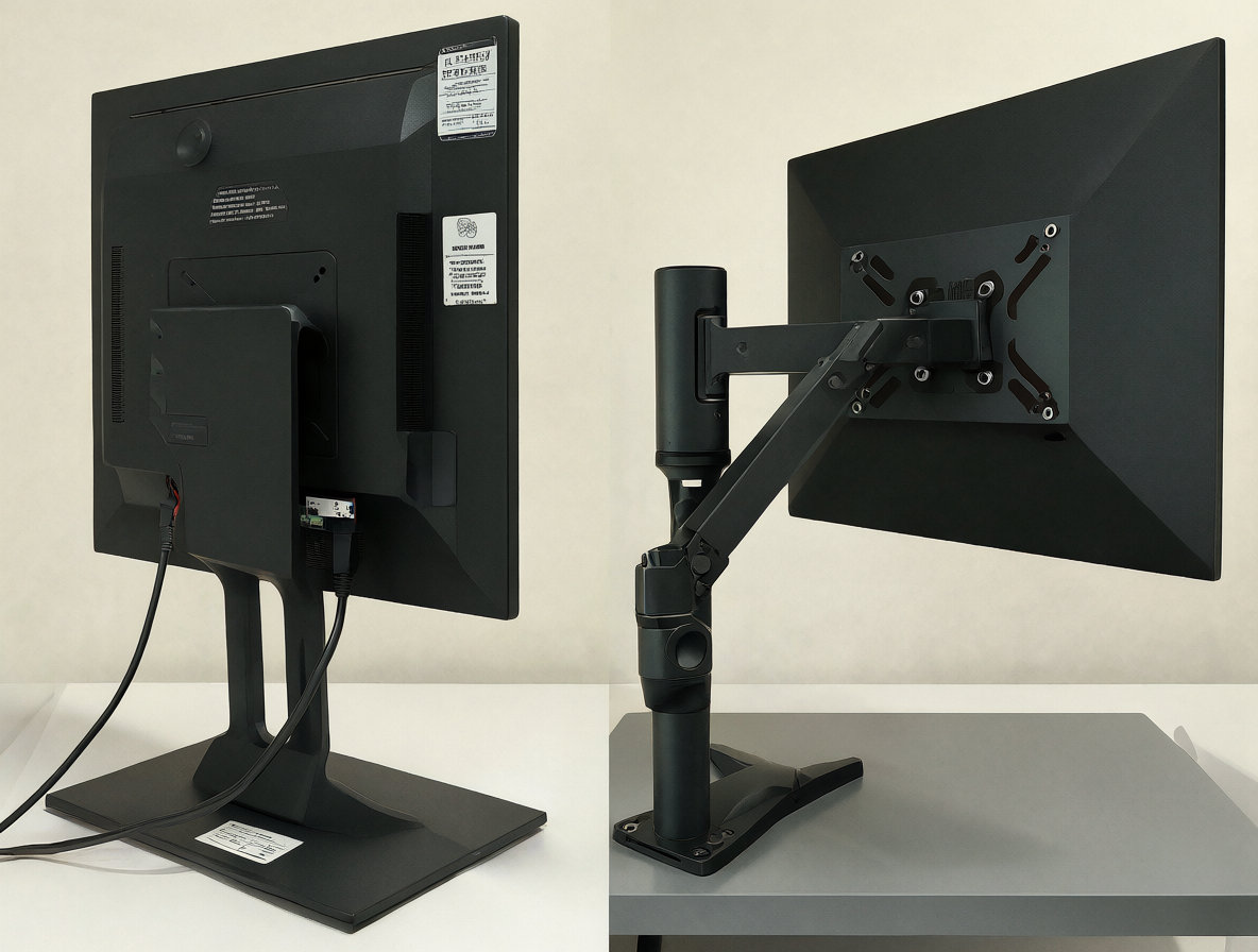 Ilustración comparativa de soportes para monitores