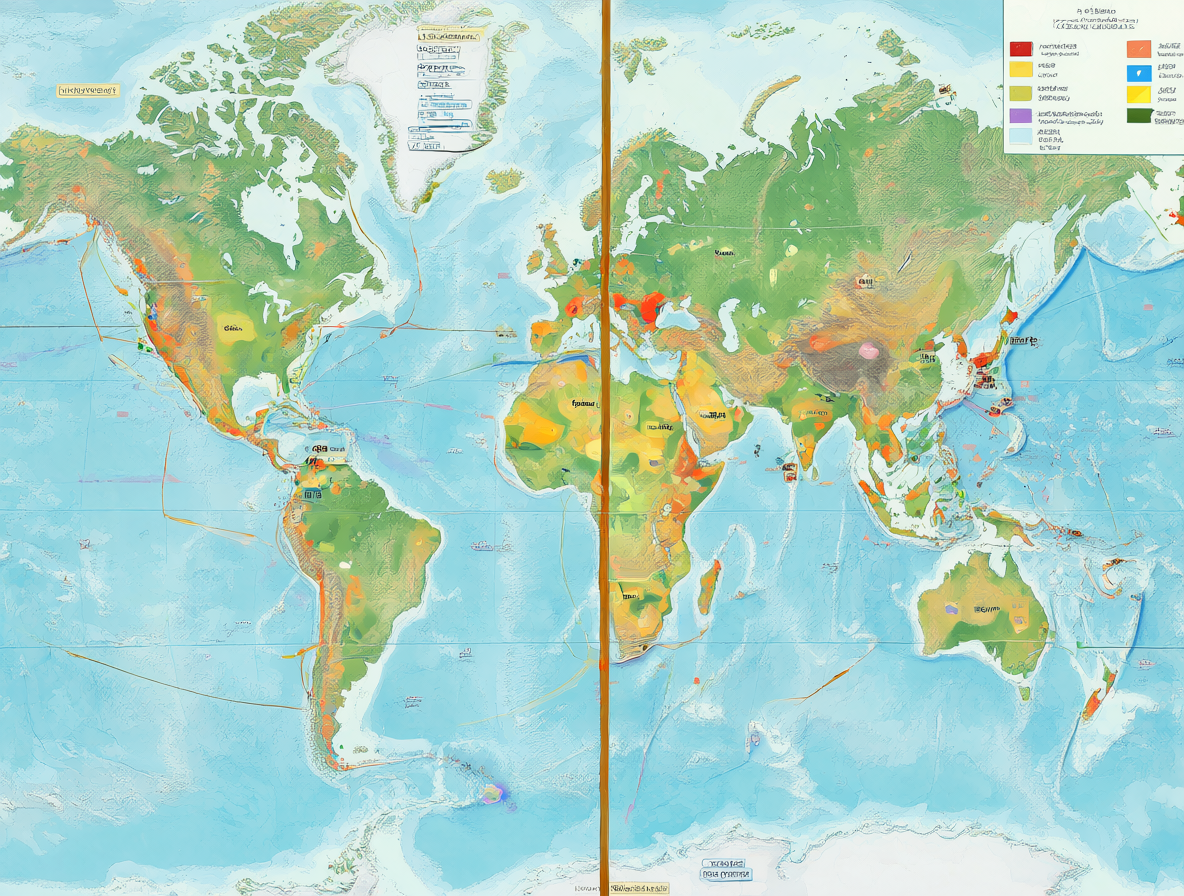 Mapa del mundo con líneas de huso horario