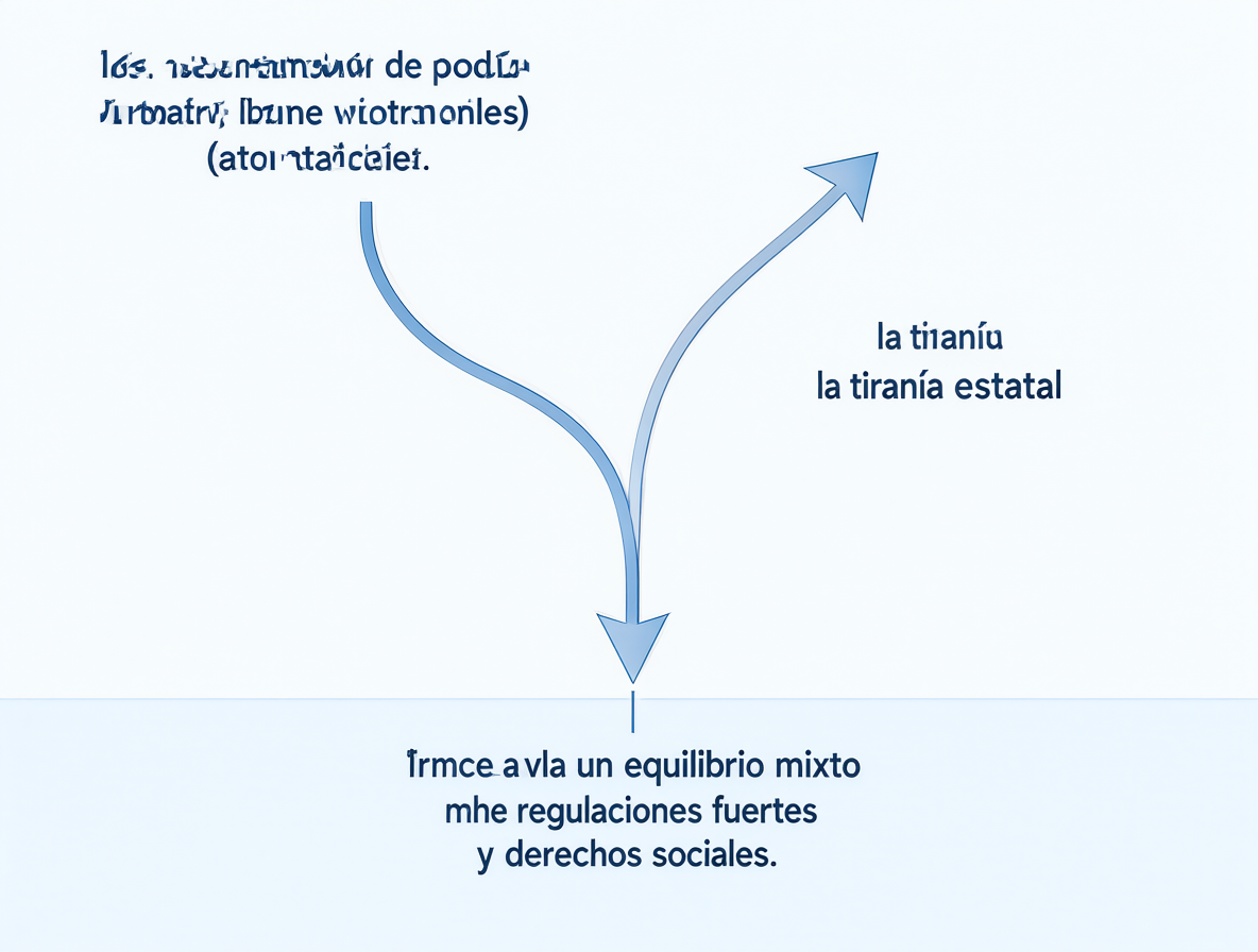 Diagrama mostrando el fracaso de la extrema libertad y la extrema planificación estatal