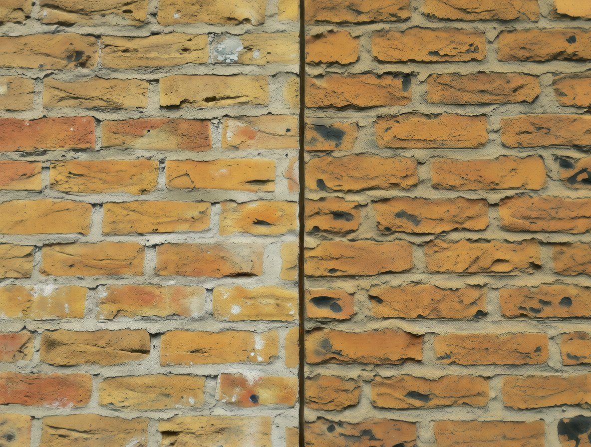 Una pared compartida dividida exactamente a la mitad