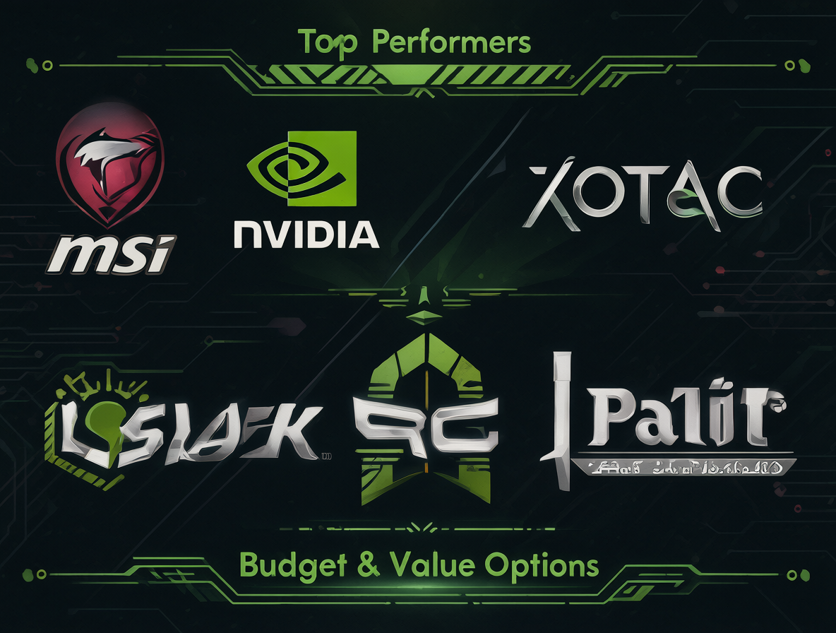 Infographic showing manufacturer logos categorized by performance and budget options