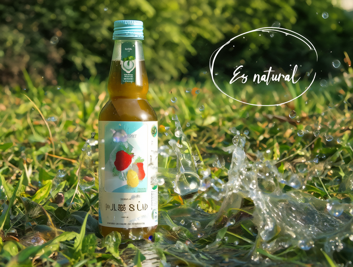 Botella de néctar con etiqueta de marketing