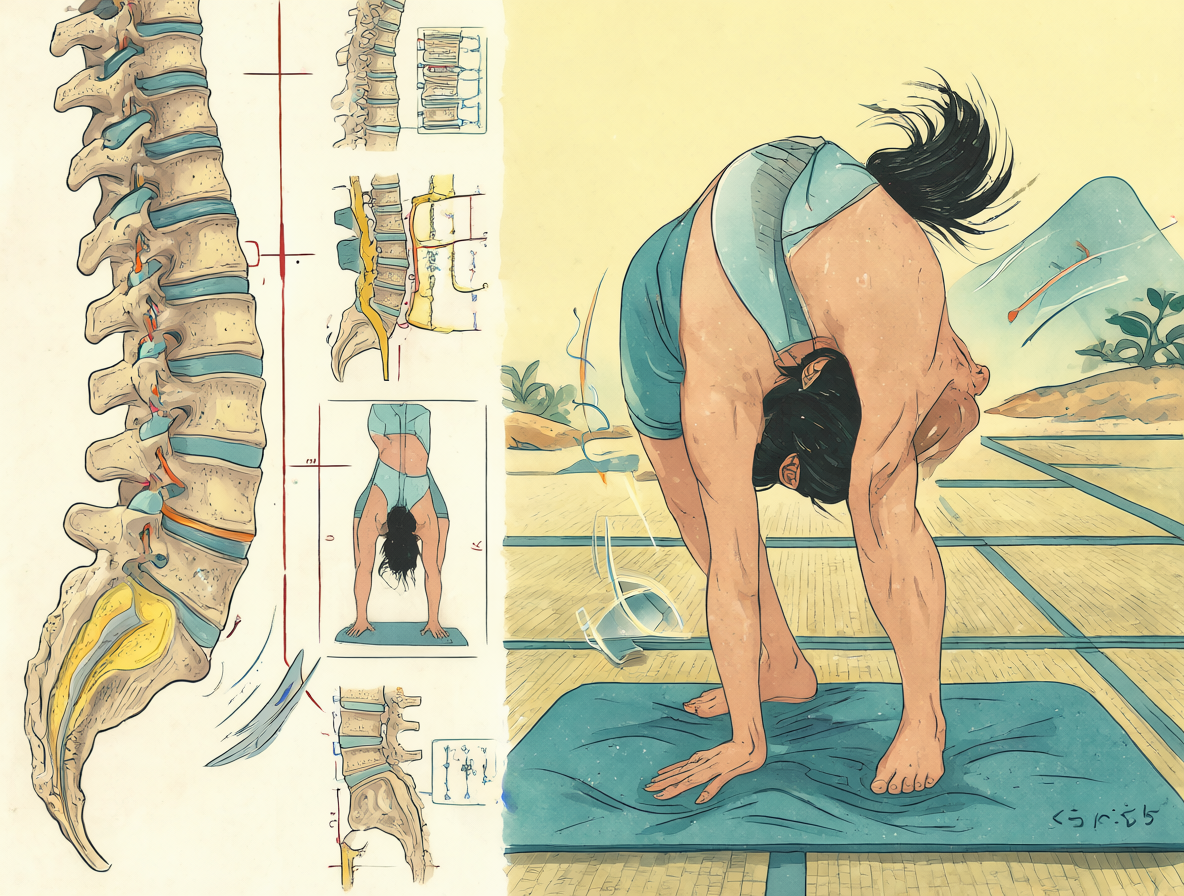 Diagrama anatómico del cuerpo humano con ejercicios para la espalda