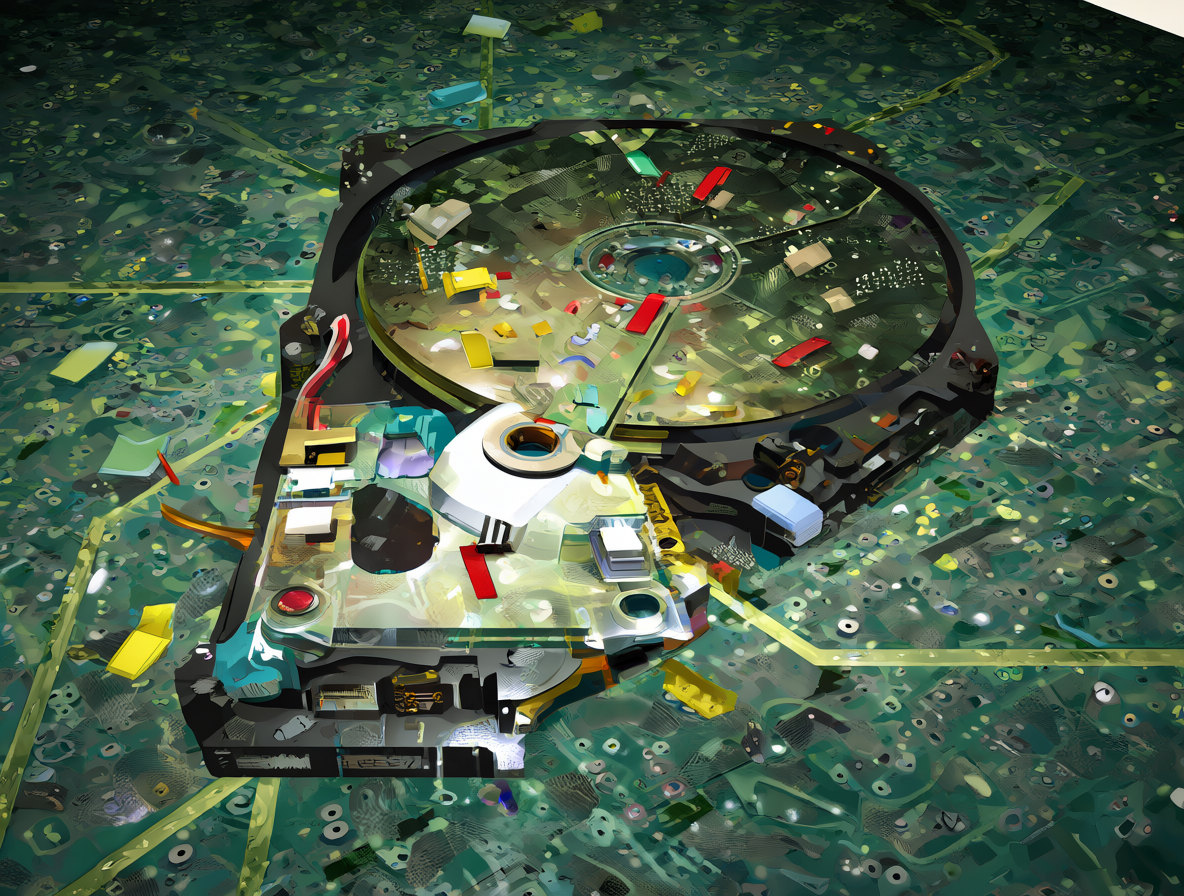 Disco duro lleno de archivos de modelos de inteligencia artificial